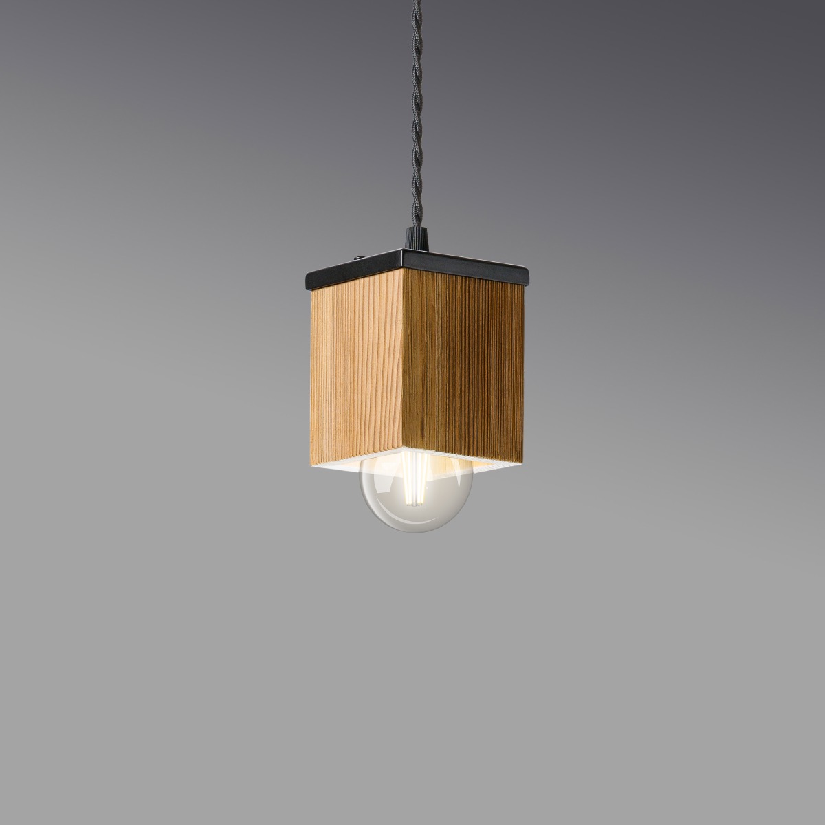 Plafonnier en bois 8x8x10 cm - Chêne teinté