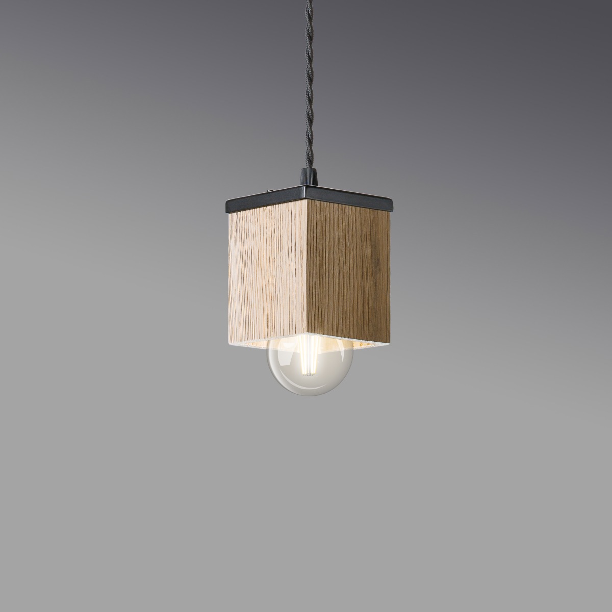 Plafonnier en bois 8x8x10 cm - Chêne teinté
