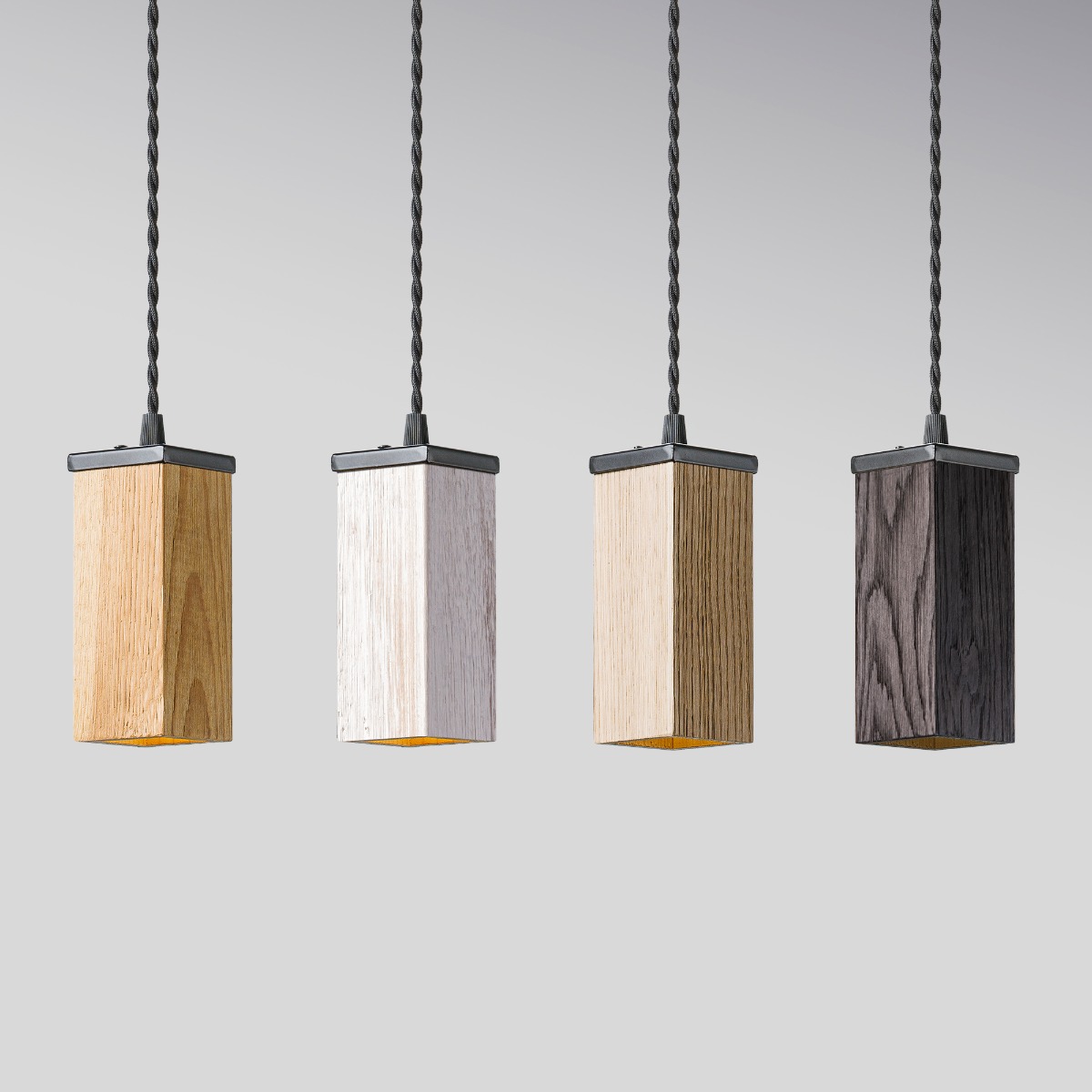 Plafonnier en bois 6x6x15 cm - Chêne teinté